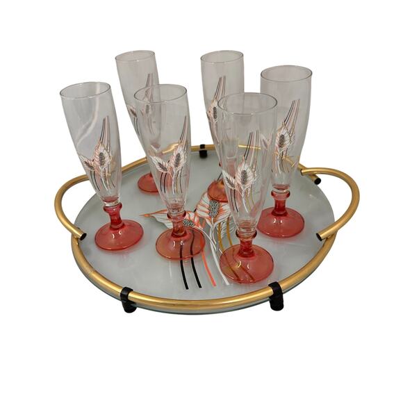 MCM CROV Over Line CRISTAL GLASSES and Glass tray - bar cart accessories - Picture 1 of 8